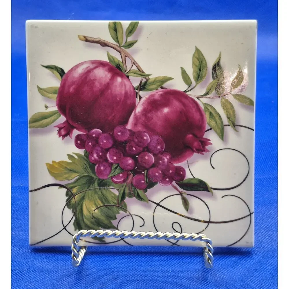 Vintage Hallmark Porcelain Fruit Trivet or Wall Hanger 6x6